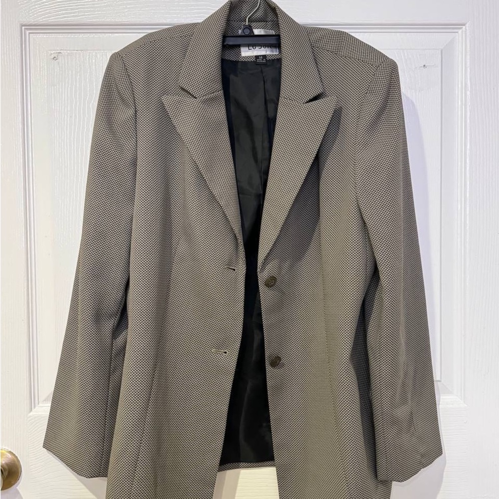 Le Suit Gray Houndstooth Blazer